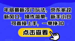 年底最新冷门玩法，京东家政新风口，操作简单，新手小白可直接上手，一单挣30【揭秘】-氚客吧