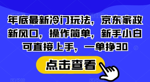 年底最新冷门玩法，京东家政新风口，操作简单，新手小白可直接上手，一单挣30【揭秘】-氚客吧