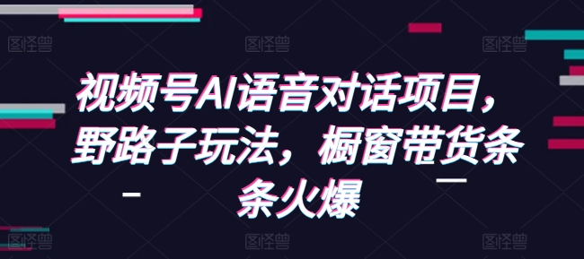 视频号AI语音对话项目，野路子玩法，橱窗带货条条火爆-氚客吧