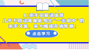 AI杀手文案训练营：几乎不用动笔就能写出“一击必中”的杀手文案，来大幅提升销售额！-氚客吧
