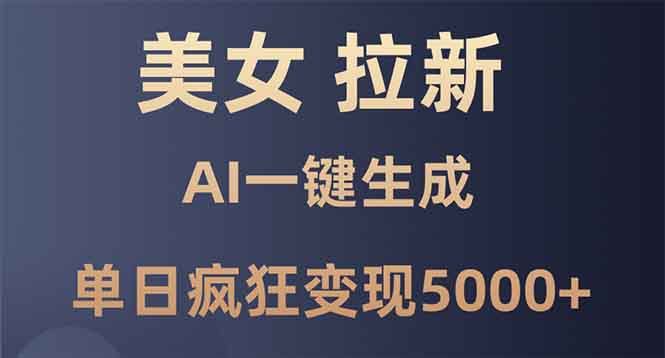 美女暴力拉新，通过AI一键生成，单日疯狂变现5000+，纯小白一学就会！-氚客吧