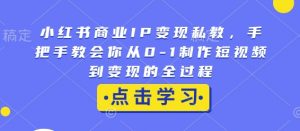 小红书商业IP变现私教，手把手教会你从0-1制作短视频到变现的全过程-氚客吧