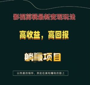 影视剪辑最新变现玩法，高收益，高回报，躺Z项目【揭秘】-氚客吧