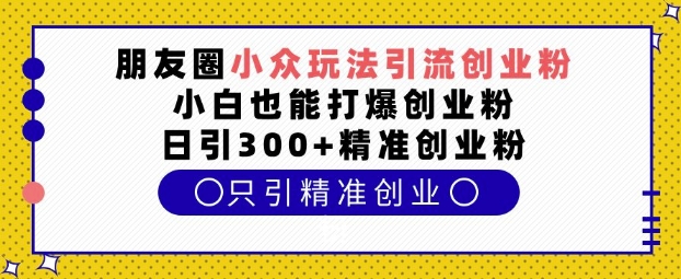 朋友圈小众玩法引流创业粉，小白也能打爆创业粉，日引300+精准创业粉【揭秘】-氚客吧