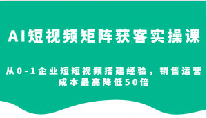 AI短视频矩阵获客实操课，从0-1企业短短视频搭建经验，销售运营成本最高降低50倍-氚客吧