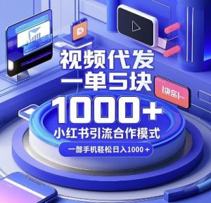 视频代发，一单5块，小红书引流合作模式，一部手机轻松日入多张【揭秘】-氚客吧