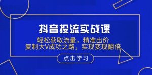 抖音投流实战课，轻松获取流量，精准出价，复制大V成功之路，实现变现翻倍-氚客吧