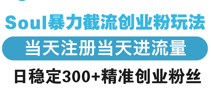 Soul暴力截流创业粉玩法，当天注册当天进流量，日稳定300+精准创业粉丝-氚客吧