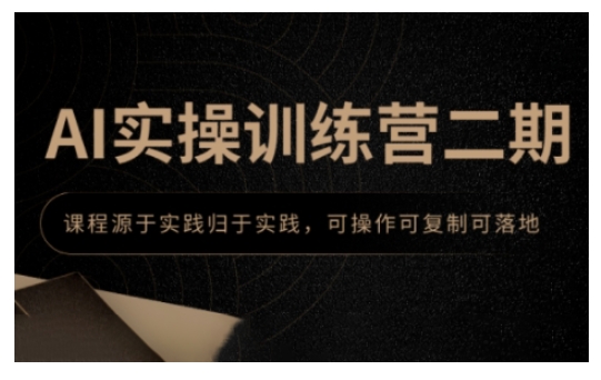 AI实操训练营二期，课程源于实践归于实践，可操作可复制可落地-氚客吧