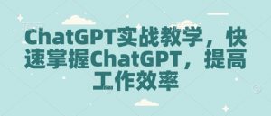 ChatGPT实战教学，快速掌握ChatGPT，提高工作效率-氚客吧