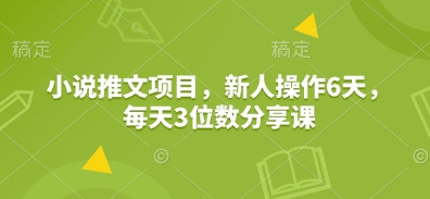 小说推文项目，新人操作6天，每天3位数分享课-氚客吧