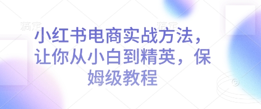 小红书电商实战方法，让你从小白到精英，保姆级教程-氚客吧