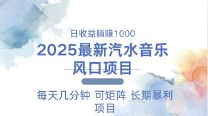 2025最新汽水音乐躺赚项目 每天几分钟 日入1000＋-氚客吧