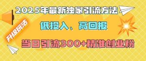 2025年最新独家引流方法，低投入高回报？当日引流300+精准创业粉-氚客吧