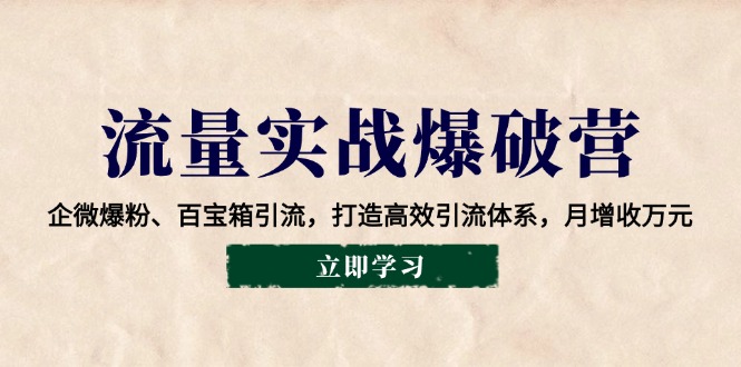 流量实战爆破营：企微爆粉、百宝箱引流，打造高效引流体系，月增收万元-氚客吧