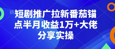 短剧推广拉新番茄锚点半月收益1万+大佬分享实操-氚客吧