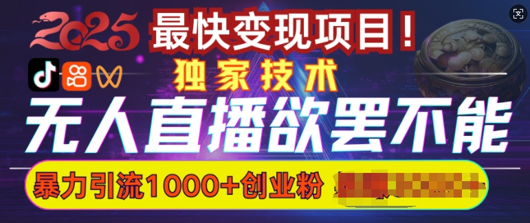 欲罢不能的无人直播引流，超暴力日引流1000+高质量精准创业粉-氚客吧