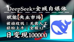 降维打击，DeepSeek+失业市场，全自动操作，结合人人刚需，单月利润轻松破100000＋-氚客吧