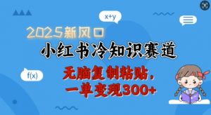 2025新风口，小红书冷知识赛道，无脑复制粘贴，一单变现300+-氚客吧