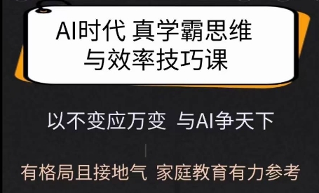Ai时代真学霸思维与学习方法课，有格局且接地气，家庭教育有力参考-氚客吧