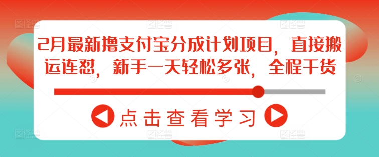 2月最新撸支付宝分成计划项目，直接搬运连怼，新手一天轻松多张，全程干货-氚客吧