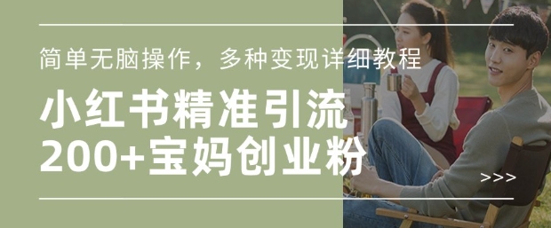 小红书混剪日引200+宝妈创业粉，简单无脑操作，多种变现详细教程-氚客吧