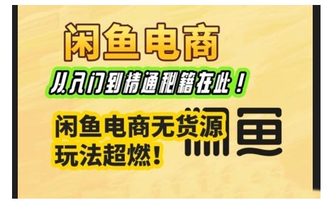 闲鱼电商实战课，从入门到精通秘籍在此，闲鱼电商无货源玩法超燃!-氚客吧