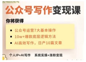 AI公众号写作变现课，手把手实操演示，从0到1做一个小而美的会赚钱的IP号-氚客吧