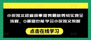 小说推文短篇故事混剪最新剪辑实操全流程，0基础也能学会小说推文教程，肯干多发日入多张-氚客吧