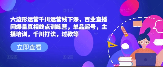六边形运营千川运营线下课，百业直播间爆量真相终点训练营，单品起号，主播培训，千川打法，过款等-氚客吧