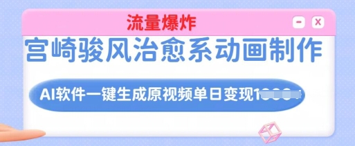 宫崎骏风治愈系动画制作，AI软件一键生成原创视频流量爆炸，单日变现多张，详细实操流程-氚客吧