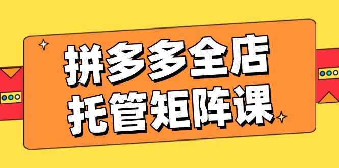 拼多多全店托管矩阵课，盈利动销玩法，高效计划设置，提升店铺效益-氚客吧