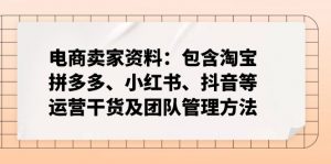 电商卖家资料：包含淘宝、拼多多、小红书、抖音等运营干货及团队管理方法-氚客吧