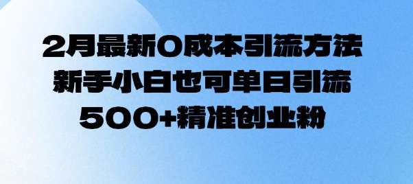 2月最新0成本引流方法，新手小白也可单日引流500+精准创业粉-氚客吧