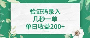 验证码录入，几秒一单，单日收益200+-氚客吧