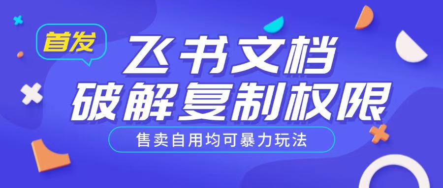 首发飞书文档破解复制权限，售卖自用均可暴力玩法-氚客吧