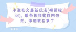 小说推文最新玩法(视频标记)，单条视频收益四位数，详细教程来了-氚客吧