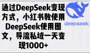 通过DeepSeek变现方式，小红书教使用DeepSeek图文，导流私域一天变现1000+-氚客吧
