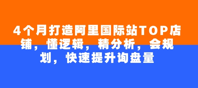 4个月打造阿里国际站TOP店铺，懂逻辑，精分析，会规划，快速提升询盘量-氚客吧