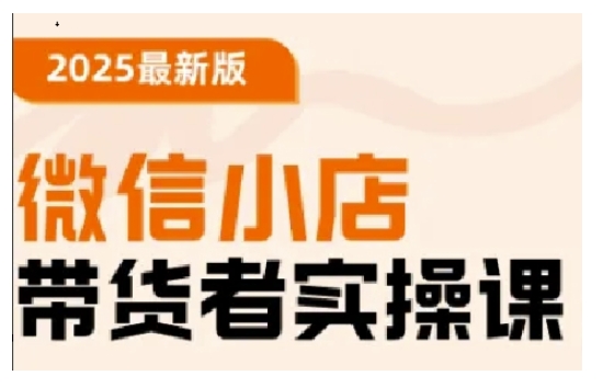 2025最新版微信小店带货者实操课，基础操作到高级运营技巧，快速上手-氚客吧