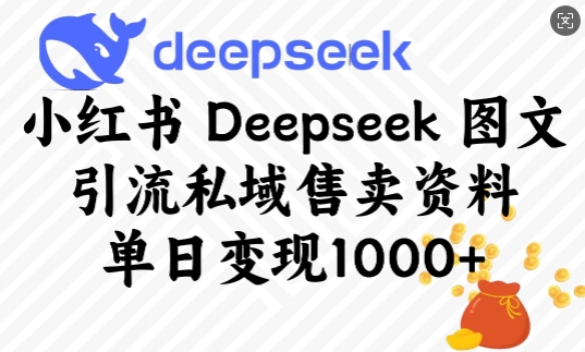 小红书Deepseek图文引流私域售卖资料，单日变现多张-氚客吧