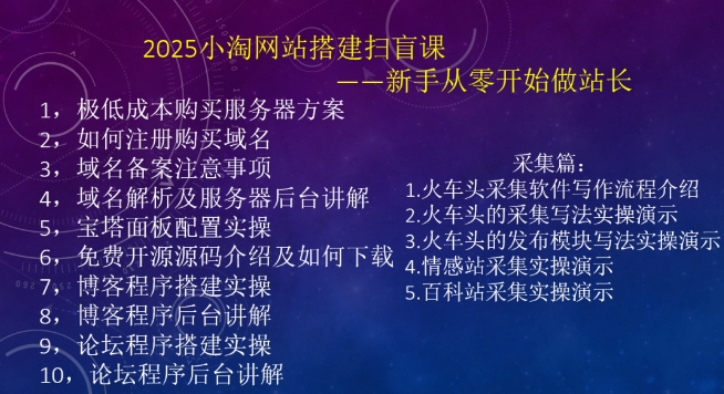 2025小淘网站搭建扫盲课，新手从零开始做站长-氚客吧