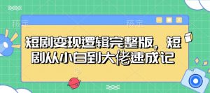 短剧变现逻辑完整版，短剧从小白到大佬速成记-氚客吧