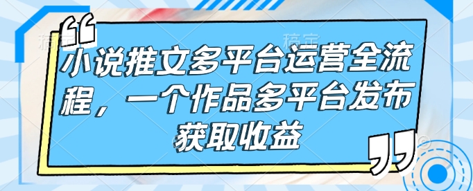 小说推文多平台运营全流程，一个作品多平台发布获取收益-氚客吧