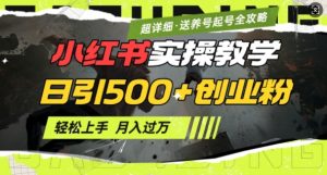 2月小红书最新日引500+创业粉实操教学【超详细】小白轻松上手，月入1W+，附小红书养号起号SOP-氚客吧