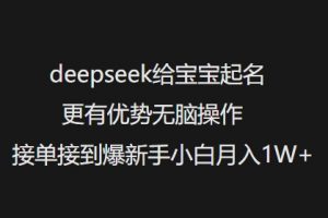 deepseek给宝宝起名更有优势无脑操作接单接到爆新手小白月入1W+-氚客吧