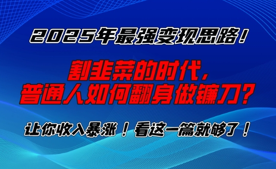 2025年最强变现思路,割韭菜的时代, 普通人如何翻身做镰刀?【揭秘】-氚客吧