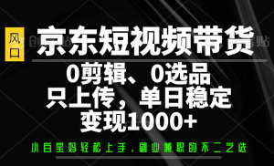 京东短视频带货，0剪辑，0选品，只上传，单日稳定变现1000+-氚客吧