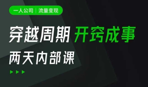 一人公司：流量变现课，一人公司的方法模型拆解， 拆解富人思维，流量思维，小老板思维等-氚客吧