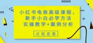 小红书电商高级课程，新手小白必学方法，实操教学+案例分析-氚客吧